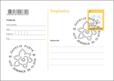 ZAPRTJE POŠTE 4272 JESENICE